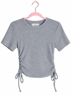 Crewneck Ruched Side Tee Gray Women’s Medium